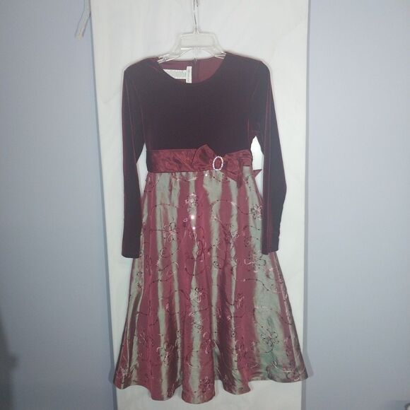 Girls Special Occasion A Line Dress Sz 16 Velvet Iridescent Embellished Elegance - Picture 1 of 7